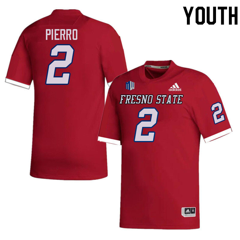 Youth #2 Jordan Pierro Fresno State Bulldogs College Football Jerseys Stitched-Red